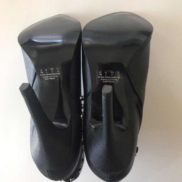 Y2k New Fergalicious Womens Captain Ankle Boots Booties Black Size 7 Goth Party - Picture 8 of 8